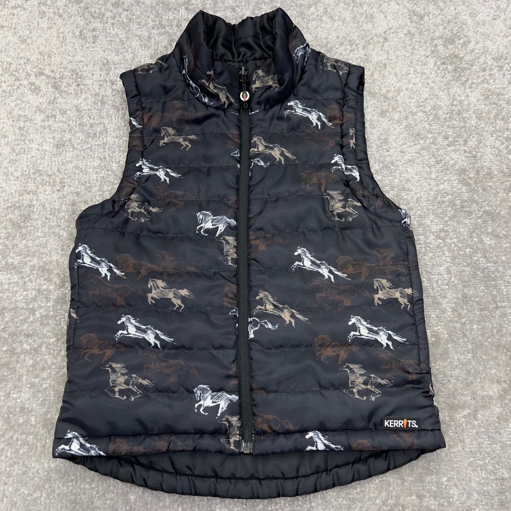 Kerrits Puffer Vest Youth Medium Reversible Horse Equestrian Western Outerwear